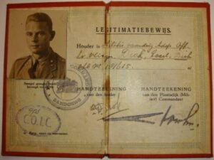 The pre-war Netherlands East Indies identification card issued to Dirk Drok