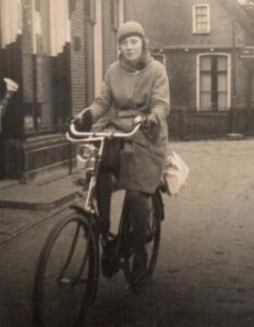 Sylvia Going to Work on the Bike in 1937