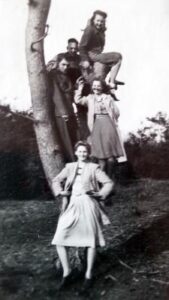 Henriette (standing at front) with friends in Holland, 1947.