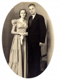 Seventeen-year-old Kitty on her first ball with Dirk in Bandung, Java, 1939.