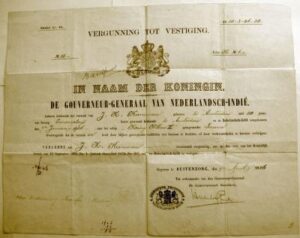  1906 Permanent Residence Permit for Jan Kuneman to reside in the Netherlands East Indies.